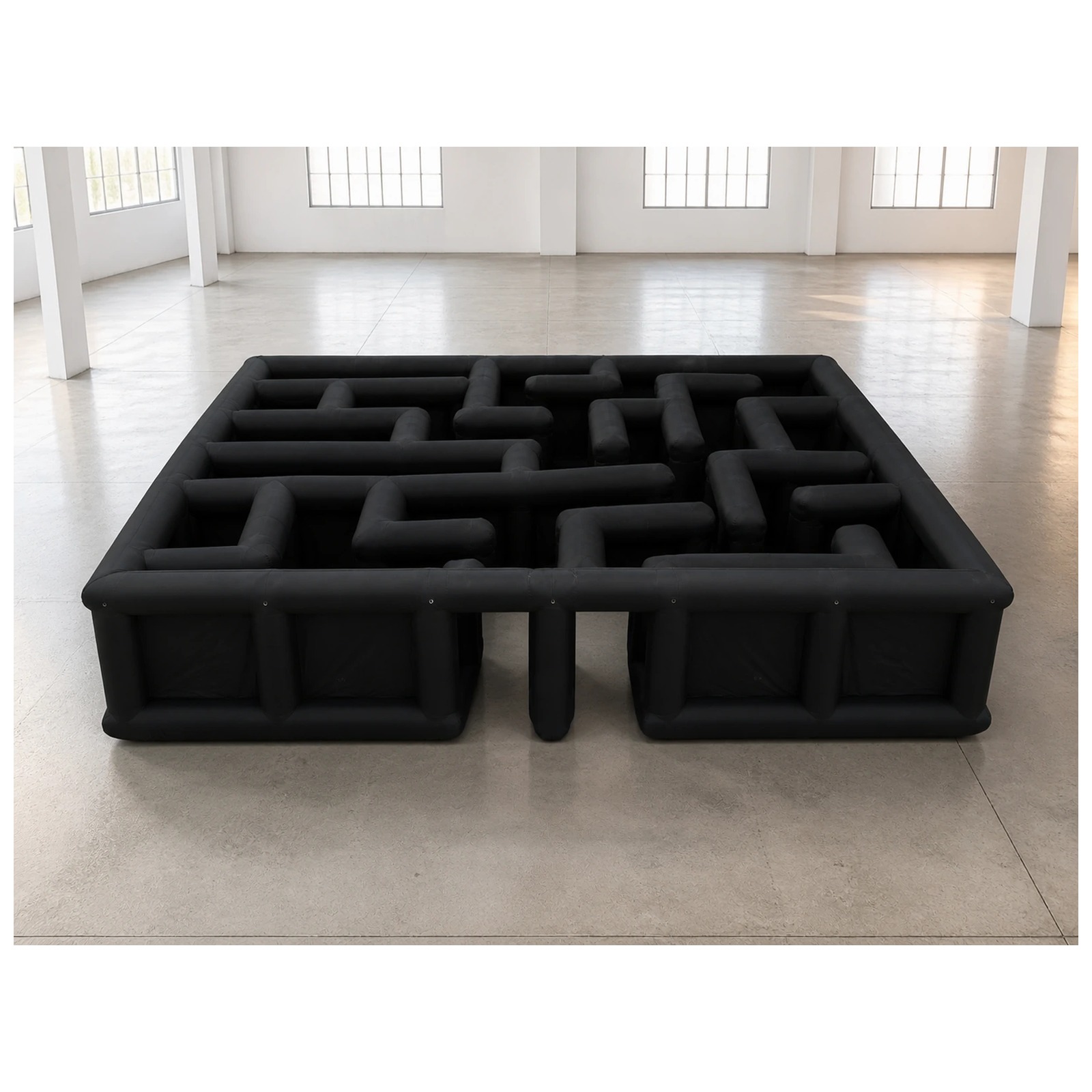 Kids Outdoor Venues - Grand labyrinthe gonflable carré ouvert noir