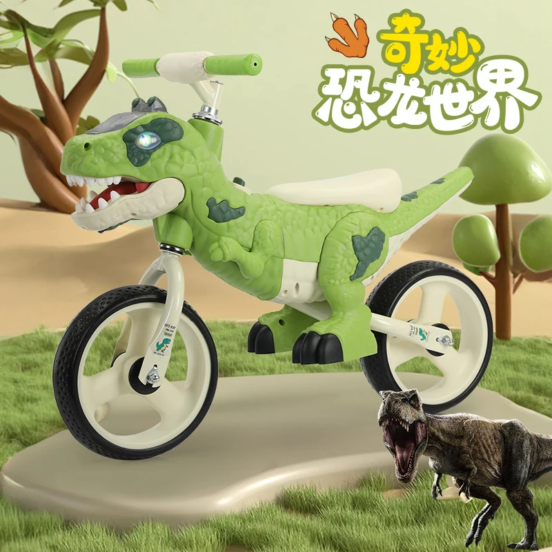 Kids Outdoor Ride On - Vélo d'équilibre pour enfants style dinosaure,