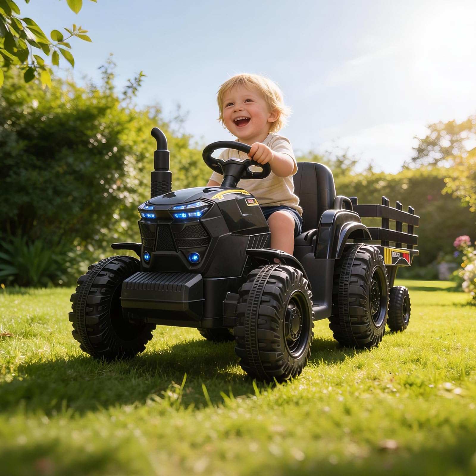 Kids Outdoor Ride On - Tracteur électrique pour enfants 12V avec