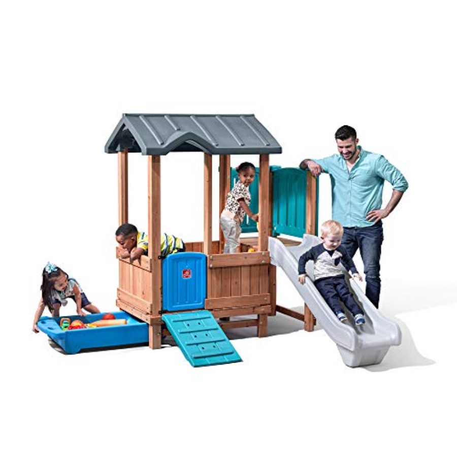 Kids Outdoor Adventure - Woodland Adventure Playhouse & Slide, ensemble