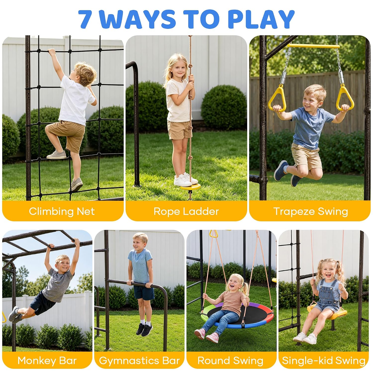 Kids Outdoor Ladder - Structure de jeux d'extérieur 7-en-1 :