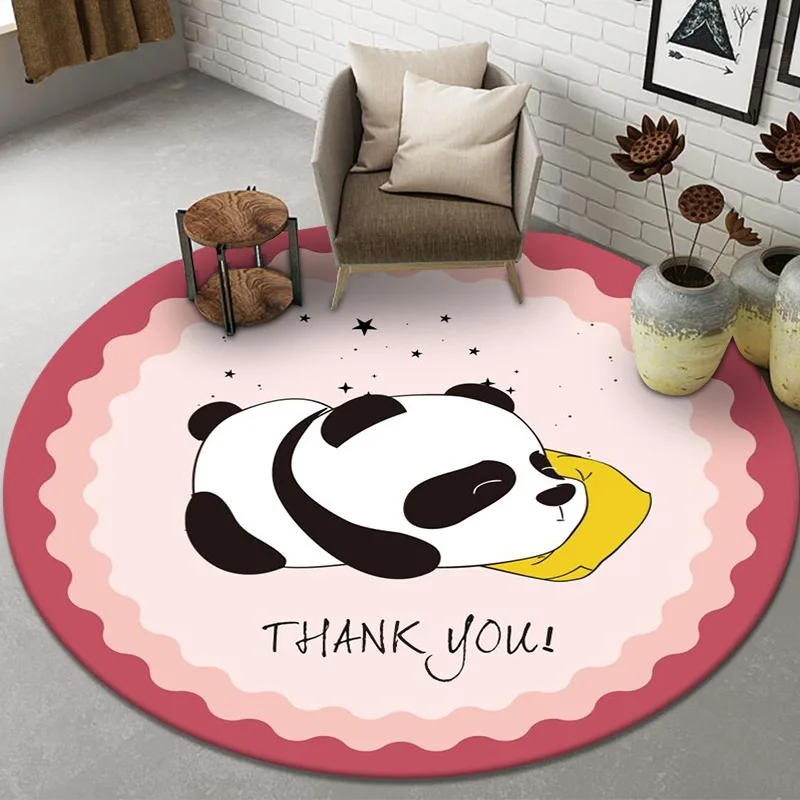 Kids Outdoor Yoga - Tapis Rond Imprimé de Dessin Animé