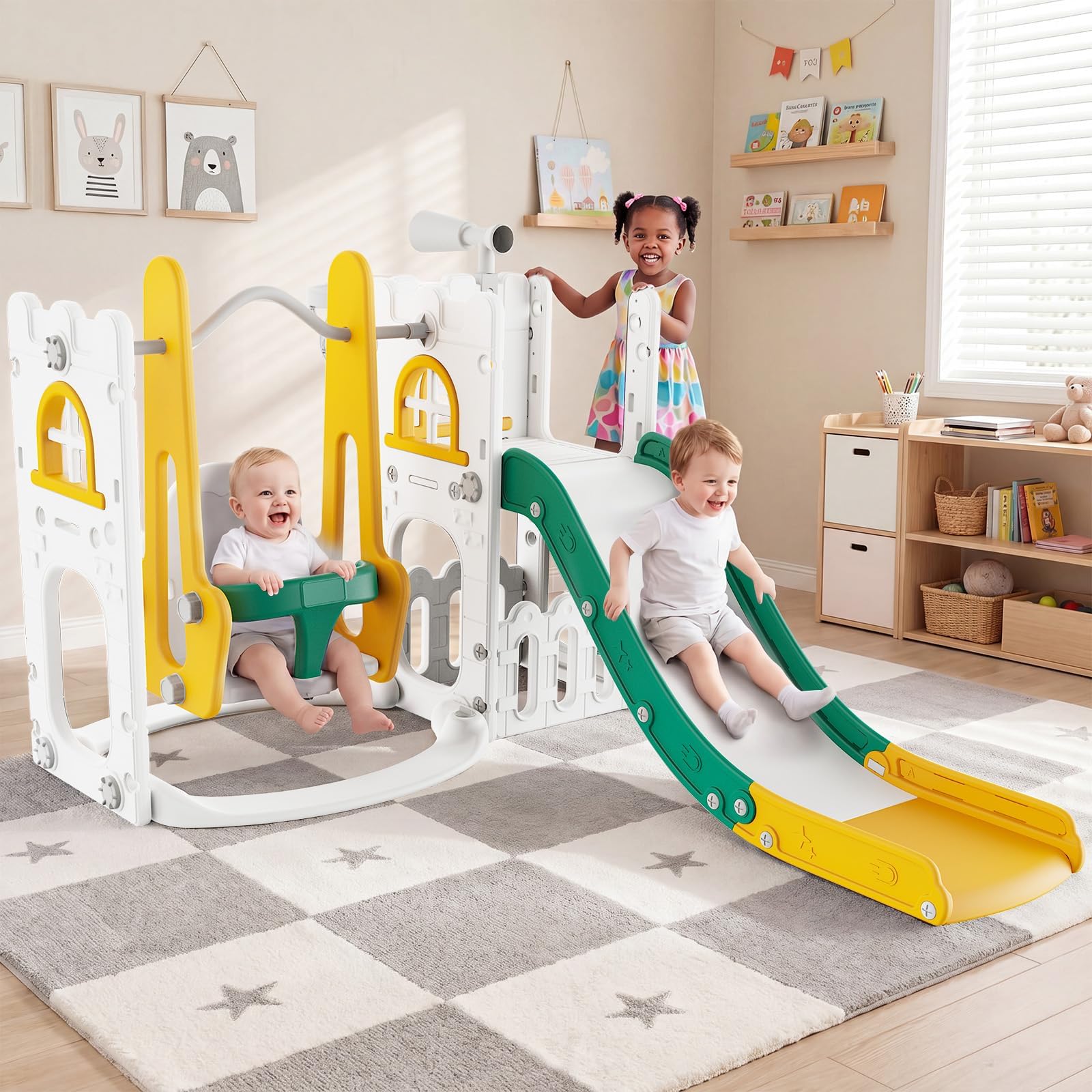 Ensemble de jeux 7 en 1 pour t - Kids Outdoor Swing And Slide avis et prix